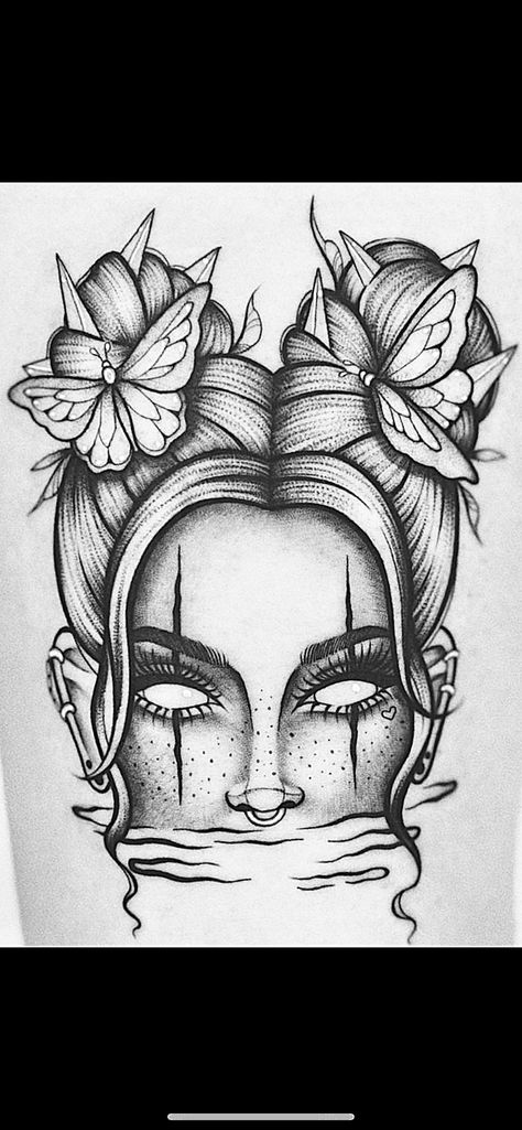 Womens Tattoo Stencils, Apprentice Tattoo Designs, Greywash Tattoo Ideas, Dark Witch Tattoo Designs, Unique Neck Tattoos Women, Neck Tattoo Template, Portrait Tattoo Stencil, Female Face Tattoo Design, Feminine Throat Tattoos