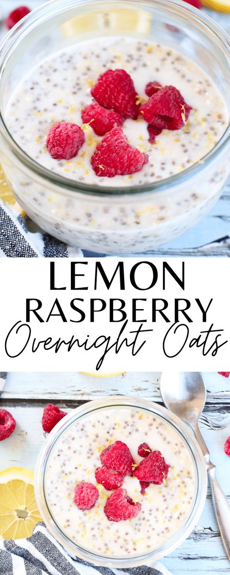 Lemon Raspberry Overnight Oats Overnight Oats With Chia Seeds, Oats With Chia Seeds, Overnight Oats With Chia, Raspberry Overnight Oats, Overnight Oats Recipe Easy, Lemon And Raspberry, Morning Oats, Overnight Oats With Yogurt, Best Overnight Oats Recipe