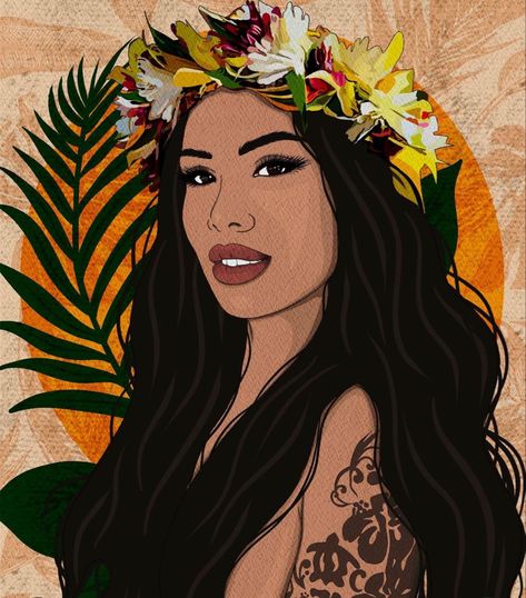 Hawaiian Woman Art, Polynesian Women, Africa Art Design, Filipino Art, Hawaiian Art, Girly Wall Art, Africa Art, Island Art, Art Drawings Sketches Creative