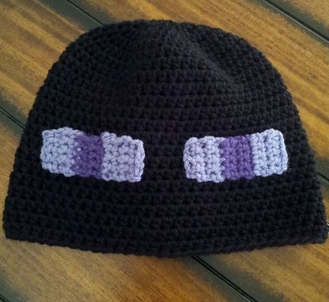 Crochet enderman beanie Minecraft Crochet, Minecraft Enderman, Confection Au Crochet, Bonnet Crochet, Tutorial Ideas, Cap Ideas, Crochet Cap, Crochet Diy, Diy Crochet Projects