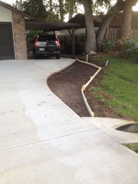 Pin image Modern Concrete Driveway Designs, Diy Driveway Extension, Concrete Driveway Extension Ideas, Widening Driveway Ideas, Driveway Addition, Driveway Pavers Extension, Driveway Expansion, Diy Concrete Driveway, Driveway Diy