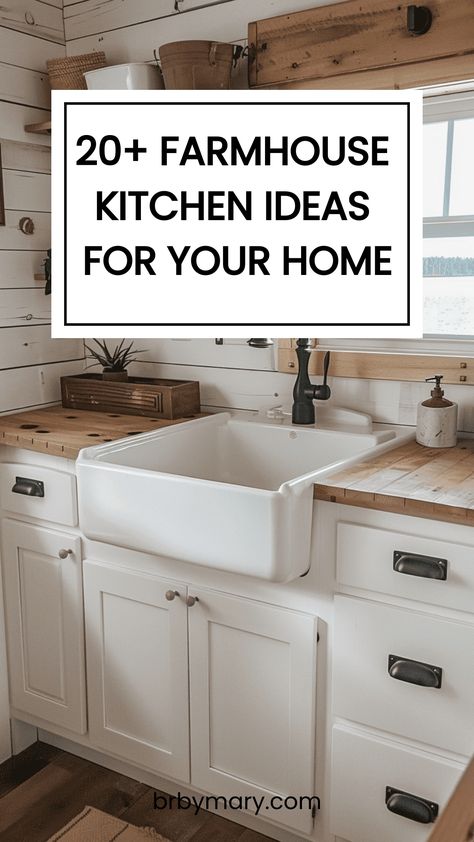 So, you’ve decided to give your kitchen a farmhouse makeover? I've got you! Check out these 20+ Farmhouse Kitchen Ideas For Your Home. ! It’s one of my favorite styles of home actually! The farmhouse style is all about creating a warm, cozy, and inviting space that Farmhouse Kitchen Small Space, Kitchen Remodel Farmhouse Style, Small Farmhouse Kitchen Ideas, Simple Farmhouse Kitchen, White Cottage Kitchen, Repainting Cabinets, Antique Farmhouse Kitchen, Farmhouse Makeover, Small Farmhouse Kitchen