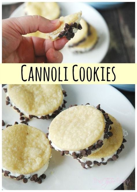 Make a lazy version of cannoli with Cannoli Cookies Cannoli Cookie, Cannoli Cookies, Fairy Cookies, Chocolate Peanut Butter Desserts, Caramel Pretzels, Wedding Cookie, Tell Me Now, Cookie Table, Pastry Recipe