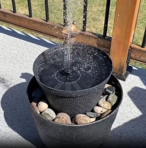 5 Simple Steps; How to Build a Stunning DIY Solar Water Fountain | Hometalk Washtub Fountain, Garden Fountain Ideas, Diy Solar Water Fountain, Hummingbird Fountain, Backyard Waterfalls, Solar Water Feature, Fountain Ideas, Diy Water Feature, Violet Garden