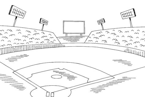 Baseball Coloring Pages for Kids: 10 Printable Baseball Coloring Pages to Help Get Your World Series™ On #30secondmom How To Draw A Baseball Field, Baseball Drawing Ideas, Baseball Coloring Pages Free Printable, Baseball Field Drawing, Baseball Sketch, Baseball Drawing, Baseball Coloring Pages, Baseball Drawings, Printable Baseball