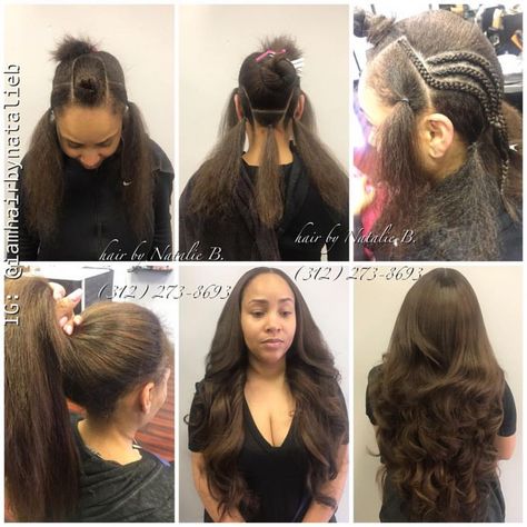 Sew-Ins that can be pulled up into a NATURAL-LOOKING bun or ponytail! ...Check out this Versatile Sew-In Hair Weave that I created for my client! ***Text Natalie B. at (312) 273-8693 to schedule your appointment! Black Hairstyles Braids, Black Hairstyles Crochet, Versatile Sew In, Sew In Weave Hairstyles, Long Weave Hairstyles, Natural Hair Stylists, Sew In Hairstyles, Sew In Weave, Mega Hair