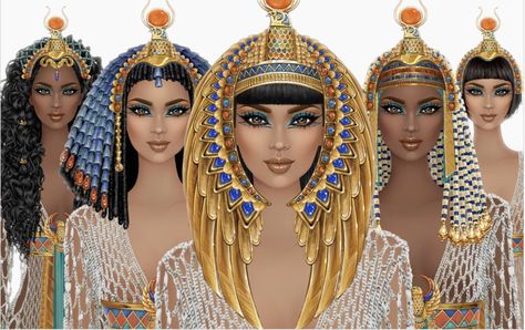 Ancient Egyptian Hair, Headdress Drawing, Egyptian Crown, Egyptian Headdress, Egyptian Hairstyles, Ancient Egypt Fashion, Egyptian Clothing, Egyptian Princess, Ancient Egyptian Gods