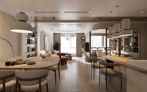 Modern wabisabi apartment Penthouse Apartment Modern, Aesthetic Apartments, Korean House Design, Cottagecore Things, Korean Apartment Interior, Modern Mansion Interior, Apartment Behance, Korean Apartment, Houses Interior