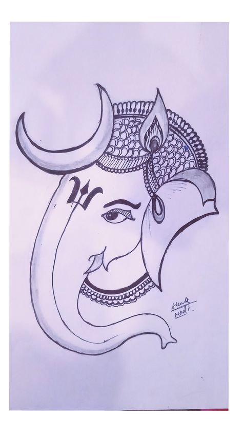 "Easy and pretty Sketch of Hindu God Ganesha" Drawing Ideas God, Ganesha Sketch, Bal Hanuman, Easy Drawing Ideas, Drawing Ideas Easy, Canvas Drawing, Dining Room Storage, Book Drawing, Hindu God