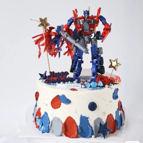 Optimus Prime Birthday Cake, Transformers Cake Ideas, Transformers Cake Optimus Prime, Transformer Birthday Cake, Optimus Prime Cake, Transformers Birthday Cake, Robot Cake, Happy Birthday George, Grey Cake