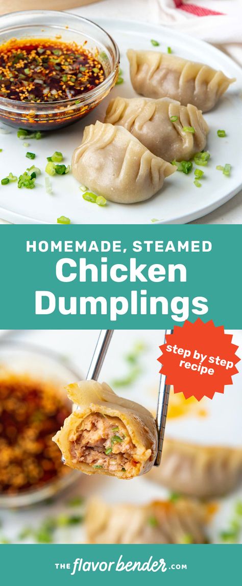 How to make a flavorful chicken dumpling, with step by step instructions. Great for beginners. Potsticker Filling Recipe, How To Make Potstickers, Steam Dumplings Recipe, Rice Paper Chicken Dumplings, How To Make Chinese Dumplings, Potsticker Filling, Dumpling Filling Recipe, Wonton Filling Recipes, Stuffing Dumplings