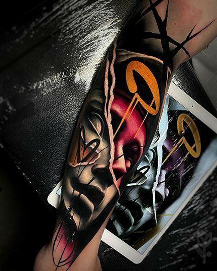 Tato Realis, Tattooing Inks, Tiki Tattoo, Colored Tattoo Design, Pop Art Tattoos, Egyptian Tattoo Sleeve, Hyper Realistic Tattoo, Surreal Tattoo, Marvel Tattoos