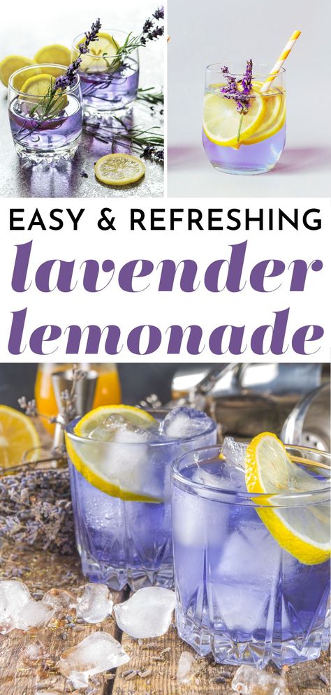 Drinks For Brunch, Easy Lavender Lemonade, Sparkling Lavender Lemonade, Lavender Lemonade Recipe, Easy Lemonade, Lavender Drink, Lemonade Tea Recipe, Lemonade Drink, Lavender Recipes