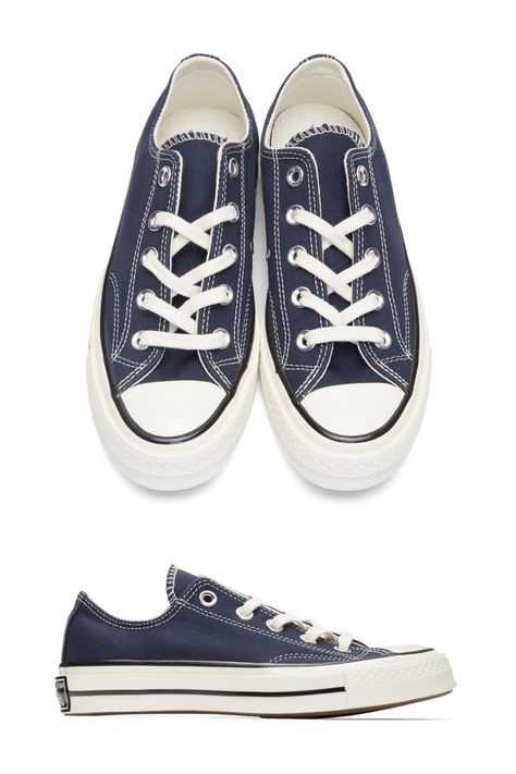 Converse Navy Chuck 70 Low Sneakers Navy Chuck 70, Chuck 70 Low, Black Chucks, Converse Low Tops, Chuck 70, New Sneakers, Low Sneakers, Womens Converse, Chuck Taylor All Star