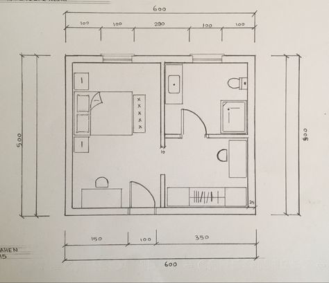 Interior Design Drawings Easy, Bedroom Plan With Dimensions, Bedroom Blueprint, Basic Floor Plan, Master Suite Floor Plan, Bedroom Plan, Architecture Blueprints, Interior Design Principles, Bedroom Design Trends