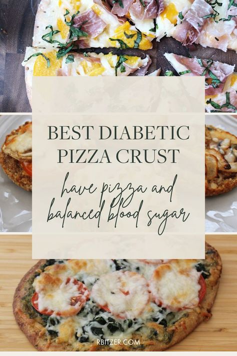 text reading "best diabetic pizza crust - have pizza and balanced blood sugar" over a picture of some of the finished recipes from the blog Low Sugar Dinners, Healthy Flatbread, Low Carb Flatbread, Healthy Recipes For Diabetics, Pizza Crust Recipe, Low Carb Low Sugar, Best Low Carb Recipes, Cauliflower Pizza, Healthy Pizza