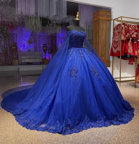 Royal Blue Quinceanera Dresses Glittery, Metallic Blue Quince Dress, Sapphire Blue Quinceanera Dresses, Quncie Dresses Dark Blue, Dark Blue Quince Dress, Quince Royal Blue, Dark Blue Quince, Royal Blue Quince Theme, Under The Stars Quinceanera Theme