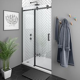 Sliding Shower Doors | Frameless Sliding Doors | Victorian Plumbing Sliding Shower Screens, Frameless Sliding Doors, Black Shower Doors, Frameless Sliding Shower Doors, Teneriffe, Contemporary Shower, Ideal Bathrooms, Frameless Shower Doors, Sliding Shower Door