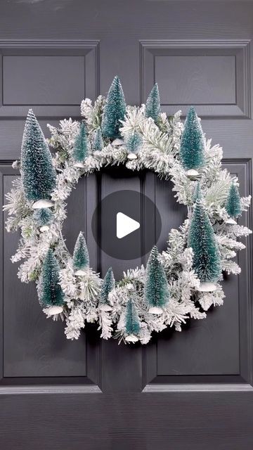 11K views · 1K likes | Nick’s Seasonal Decor on Instagram: "Turn a flocked wreath and some bottle brush trees into the perfect winter wonderland!🌲 @walmart 

#reels #diy #wreaths #design #crafts" Bottle Brush Tree Wreath, Winter Snow Wreath, Winter Scene Wreath, Winter Wreath Snowflake, Winter Wreath Snow, Snow Theme Wreath, Winter Wonderland Wreath, Flocked Wreath, Wreaths Design