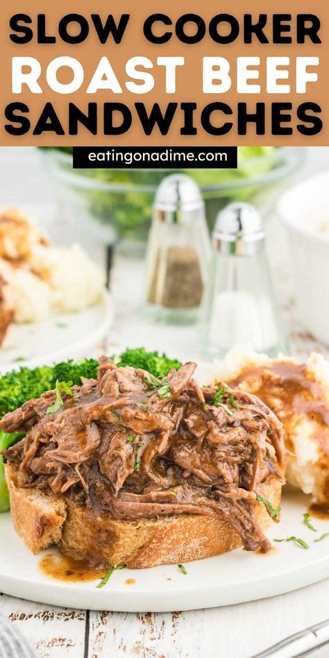 Crock Pot Roast Beef Sandwiches, Hot Roast Beef Sandwich Recipes, Rump Roast Crock Pot Recipes, Beef Sandwiches Crock Pot, Hot Roast Beef Sandwich, Slow Cooked Roast Beef, Roast Beef Crock Pot Recipes, Hot Roast Beef Sandwiches, Roast Beef Sandwich Recipes