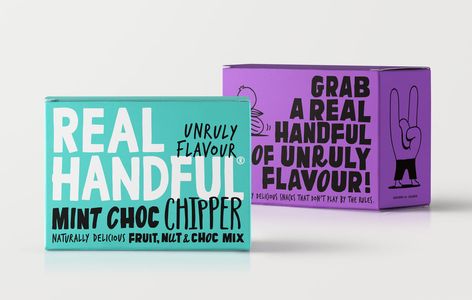 Typographic Packaging, Healthy Snack Brands, Healthy Food Packaging, Packaging Typography, Fun Packaging, Vegan Spread, Healthy Snack Bars, Snack Brands, Bold Color Schemes