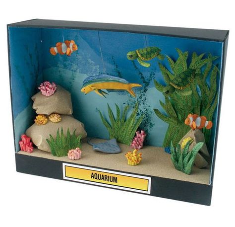 Ocean dioramas Ecosystems Diorama, Shoe Box Diorama, Ocean Diorama, Biomes Project, Diorama Kids, Ecosystems Projects, Shoe Box Crafts, Habitats Projects, Ocean Habitat