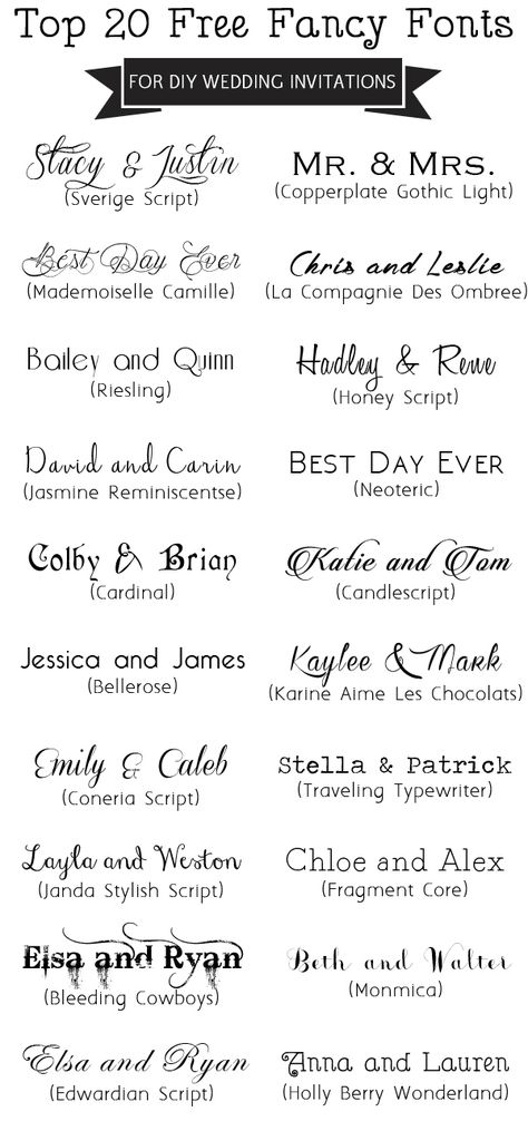 top 20 free fancy fonts for diy wedding invitations Invitations Quinceanera, Wedding Invitation Fonts, Invitation Fonts, Trendy Wedding Invitations, Invitations Diy, Fancy Fonts, Cricut Fonts, Wedding Fonts, Invitation Wording