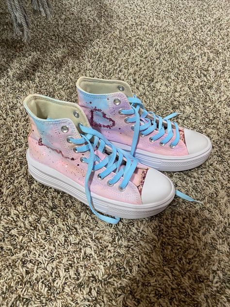 Taylor Swift Custom Shoes, Lover Converse, Custom Platform Converse, Taylor Swift Converse, Converse Platform Shoes, Taylor Swift Shoes, Ears Tour, I Do Shoes, Chuck Taylor All Star Move