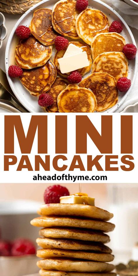 Classic Pancakes, Dollar Pancakes, Mom Brunch, Applesauce Pancakes, Silver Dollar Pancakes, Thyme Recipes, Pancakes From Scratch, Break Fast, Mini Pancakes