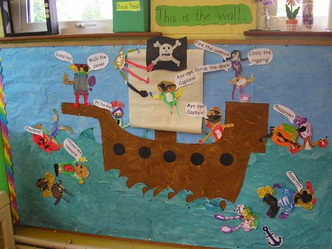 Pirate fun! classroom display photo - Photo gallery - SparkleBox Creative Bulletin Boards, Pirate Classroom, Elementary School Activities, Success Academy, Pirate Crafts, Pirate Boats, Class Displays, South Shore Decorating, Wall Displays