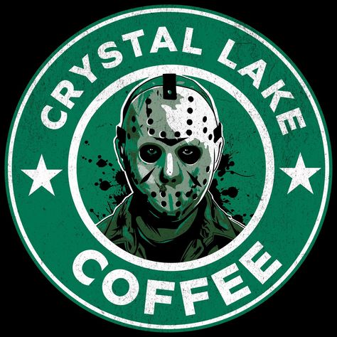 Crystal Lake Coffee Shop. Closed on Fridays. New tee from Hallowed Print. Horror and Caffeine #fridaythe13th #friday13th #jason #jasonvorhees #horrormovies #coffee #cafe #coffeeshop #movietshirt #tshirt #darkacademia #hallowedprint Friday 13th Coffee Quotes, Spooky Coffee Wallpaper, Friday The 13th Wicca, Jason Vorhees, Halloween Coffee Meme Funny, Halloween Coffee Humor Memes, Crystal Lake, Friday The 13th, Wedding Prints