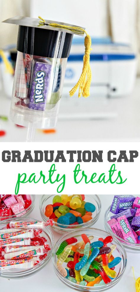 Graduation Cap Candy-Filled Party Treats | Tonya Staab Crafts For College Students, Cheap Graduation Gifts, Diy Wedding Buffet, Push Up Pops, Grad Party Favors, Graduation Printables, Student Christmas Gifts, Preschool Graduation, Kindergarten Graduation