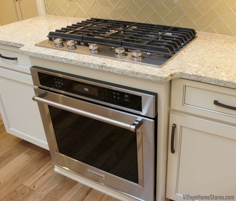 Gas Cooktop With Wall Oven Below, Cooktop With Wall Oven Below, Kitchenaid Wall Oven, Oven Built Into Cabinets, Wall Oven In Base Cabinet, Oven Ideas Kitchen, Wall Oven In Island, Cooktop With Oven Below, Built In Oven Ideas