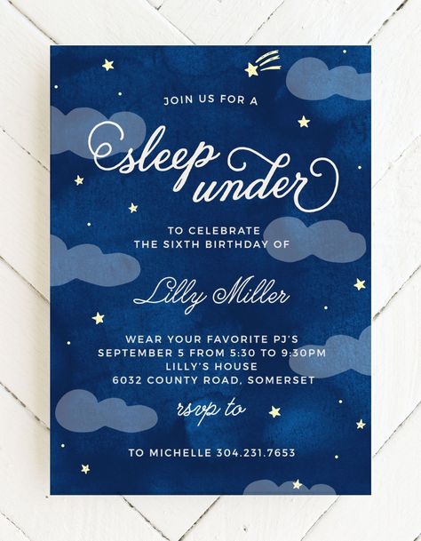 Fun-Filled Festivities: Kid's Birthday Bash Invitation Sleep Under Party Ideas, Sleep Under Party, Winter Birthday Party Invitations, Birthday Bash Invitation, Truck Party Invitations, Baby Handprint Art, Baby Handprint Crafts, Parties Themes, Birthday Milestone Board