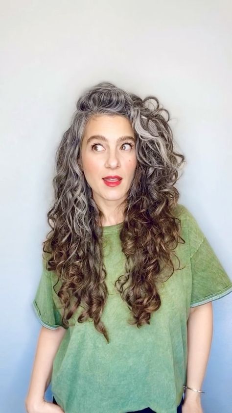 Long Curly Gray Hair, Wavy Gray Hair, Grey Hair Natural, Healthy Gray Hair, Colour 2023, Curly Silver Hair, Long Hair Older Women, Long Silver Hair, Grey Hair Don't Care