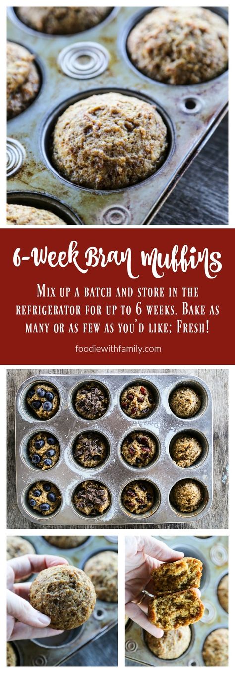 6-Week Bran Muffins 6 Week Muffin Recipe, Fruit And Fibre Muffins Recipe, Mini Muffin Desserts, Buttermilk Bran Muffins, Bran Muffin Mix, Refrigerator Bran Muffins, Fibre Foods, Muffin Mix Recipe, Simple Cupcakes