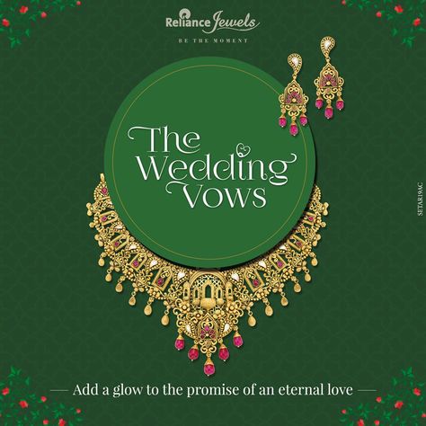 The match made in heaven needs a bespoke shine of eternal blessing. Adorn with an endless sparkle of a bedazzled collection of jewellery that resonates with your beauty.  #RelianceJewels #WeddingCollection #BeTheMoment #TheWeddingVows #Wedding #Gold #Diamond #Jewellery Makeup Gif, Wedding Jewellry, Jewelry Banner, Gold Photography, Bridal Jewelry Necklace, Creative Jewelry Photography, Creative Advertising Design, Beautiful Gold Necklaces, Bridal Jewelry Collection