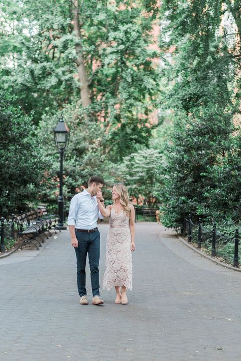 Washington Square Park Nyc, Engagement Outfits Summer, West Village Nyc, New York Bride, Nyc Engagement, Morning Walks, Washington Square Park, Engagement Outfit, Washington Square