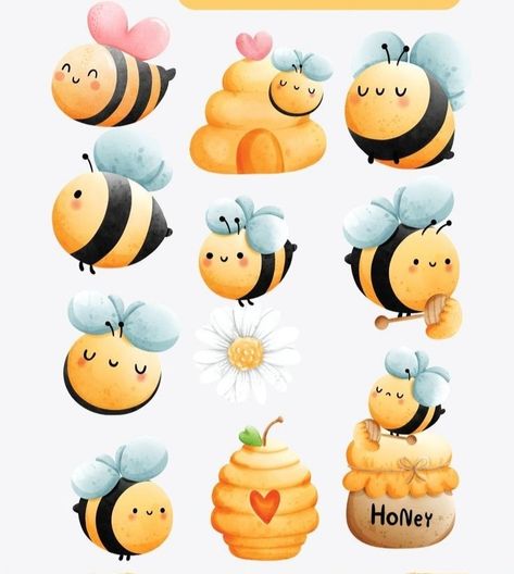 Stickers Bee Stickers Free Printable, Bee Cookies, Honey Bee Baby Shower, Bee Classroom, Baby Scrapbook Album, Bee Drawing, Unicorn Wallpaper, Bee Sticker, Digital Patterns