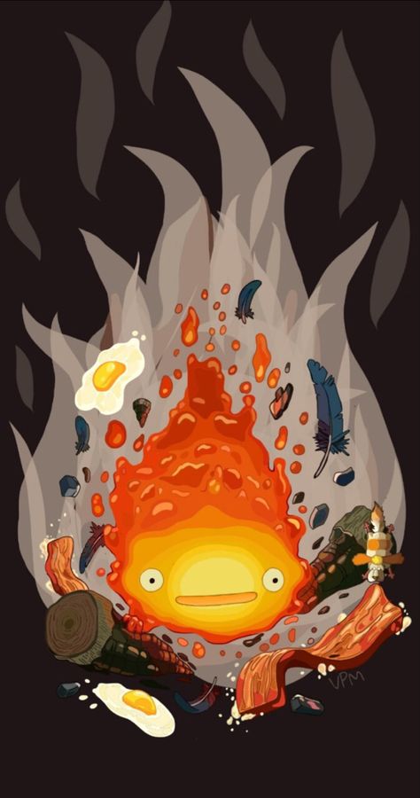 Burn Wallpaper, Calcifer Art, May All Your Bacon Burn, Totoro Art, 하울의 움직이는 성, Studio Ghibli Fanart, Studio Ghibli Background, Ghibli Artwork, Ghibli Studio