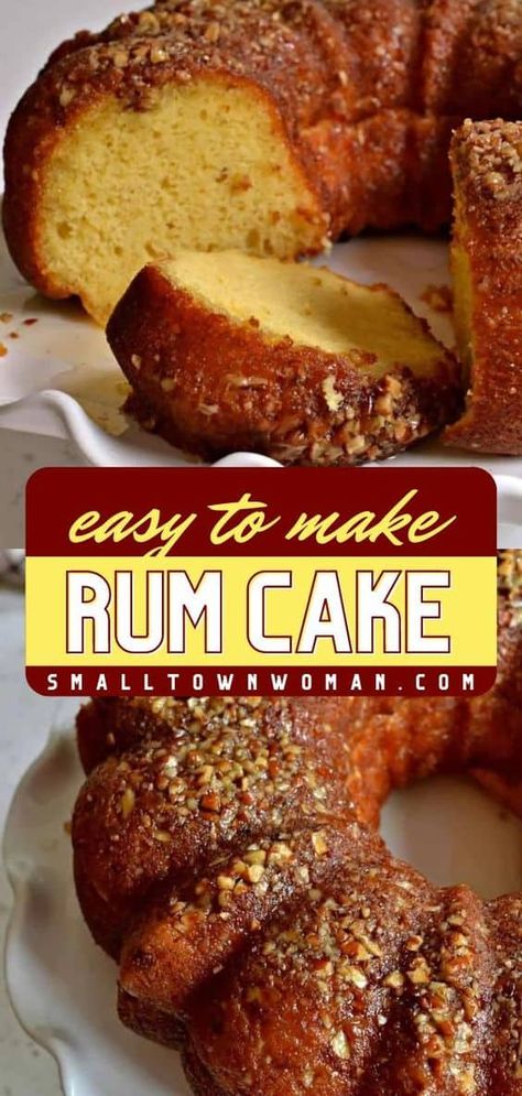 This easy bundt cake recipe must be on your holiday baking list! Your family will love this sweet treat. Super moist and delicious, this butter rum-soaked cake is the perfect Thanksgiving dessert! Homemade Rum Cake, Rum Soaked Cake, Homemade Rum, Tortuga Rum Cake, Caribbean Rum Cake, Bacardi Rum Cake, Impressive Dessert, Rum Cake Recipe, Bacardi Rum