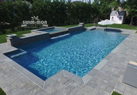 Hamptons Style Pool Designs - Swim-Mor Pools and Spas Rectangle Pool Ideas, Hamptons Style Pool, Geometric Pool Designs, Pool Party Ideas, Geometric Pool, Rectangle Pool, Florida Pool, Living Pool, Dream Backyard Pool