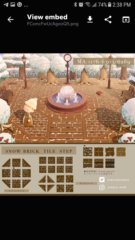 Red Brick Path Animal Crossing, Winter Brick Path Animal Crossing, Snowy Brick Path Acnh, Acnh Snowy Brick Path, Acnh Winter Brick Path, Acnh Red Brick Path, Animal Crossing Winter Path, Animal Crossing Brick Path, Red Brick Tiles