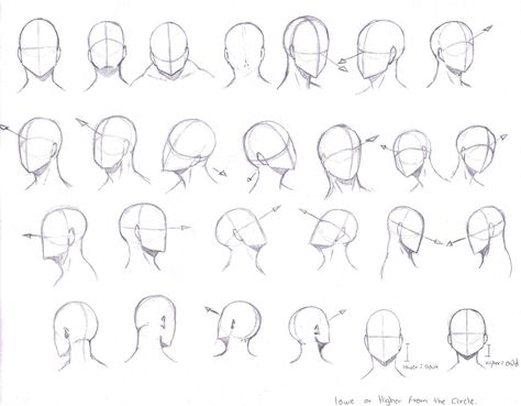 Head Angles by KCSteiner.deviantart.com on @DeviantArt Face Angles, Drawing Tutorial Face, 얼굴 드로잉, Drawing Hair, Drawing Eyes, Drawing Heads, Anime Head, Painted Faces, 얼굴 그리기