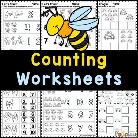 FREE Printable Counting Worksheets for Preschoolers Counting To 30 Worksheets Free Printable, Count By 10s Kindergarten Free Printable, Free Counting Worksheets Preschool, Counting Worksheets Preschool, Preschool Counting Worksheets, Math Helper, Worksheets For Preschoolers, Free Printable Numbers, Counting To 20