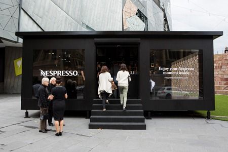 Coffee Bar Ideas Modern, Nespresso Coffee Bar Ideas, Nespresso Coffee Bar, Container Coffee Shop, Nestle Coffee, Container Cafe, Coffee Bar Design, Nespresso Coffee, Container Architecture