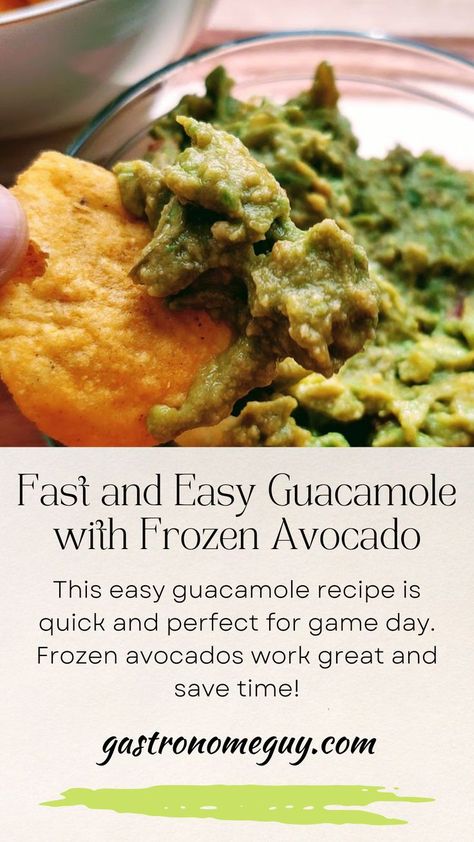 This easy guacamole recipe is quick and perfect for game day. Frozen avocados work great and save time! Frozen Guacamole, Frozen Avocado, Easy Guacamole Recipe, Freeze Avocado, Guacamole Recipe Easy, How To Make Guacamole, Easy Guacamole, Guacamole Recipe, Vegan Paleo