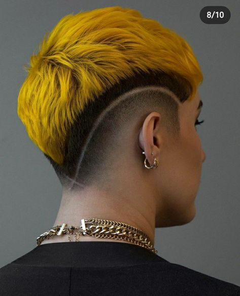 Short Yellow Hair, Boys Colored Hair, Shaved Hair Designs, Mens Hair Colour, Men Hair Color, Bald Hair, Punk Hair, Queen Hair, Alternative Hair