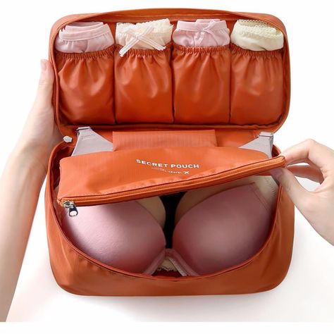 The Organizing Accessories Expert Travelers Always Have in Their Suitcase Lingerie Organization, Travel Bra, Bra Organization, Bra Storage, Bra Bags, Beach Pattern, Travel Bag Organization, Travel Storage Bag, Travel Bags For Women