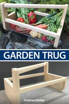 Build a tug basket from wood and metal garden fabric to collect and carry garden flowers and produce. Great for taking to an outdoor farmer’s market or local produce market. #Instructables #woodshop #workshop #woodworking #gardening #harvest Garden Trug, Diy Jardin, Produce Market, Garden Basket, Garden Fabric, Local Produce, American Girls, Flowers Wallpaper, Veggie Garden